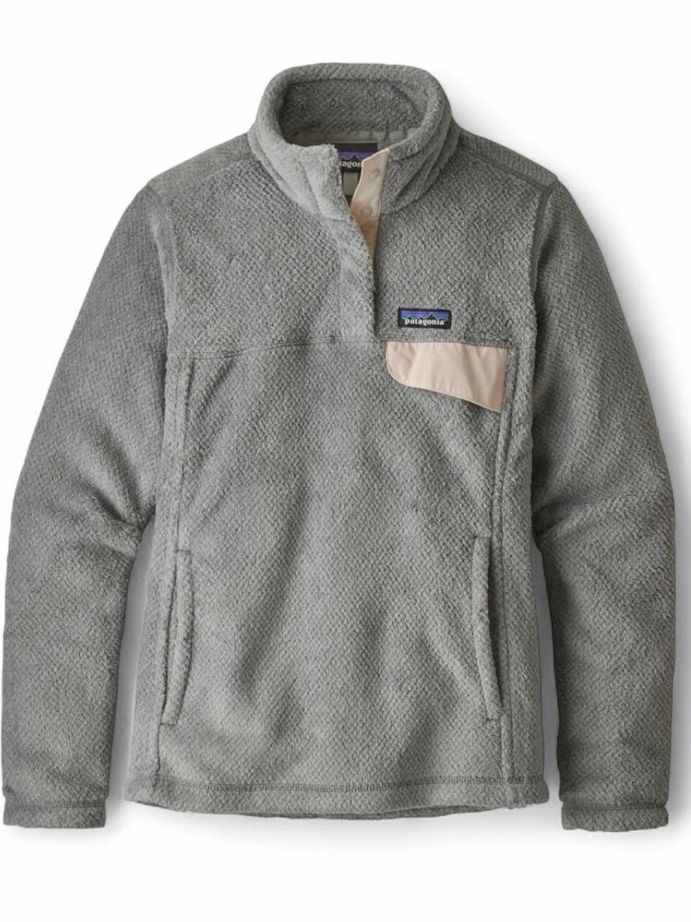 Patagonia Light Gray Fleece Pullover with Cream Trim